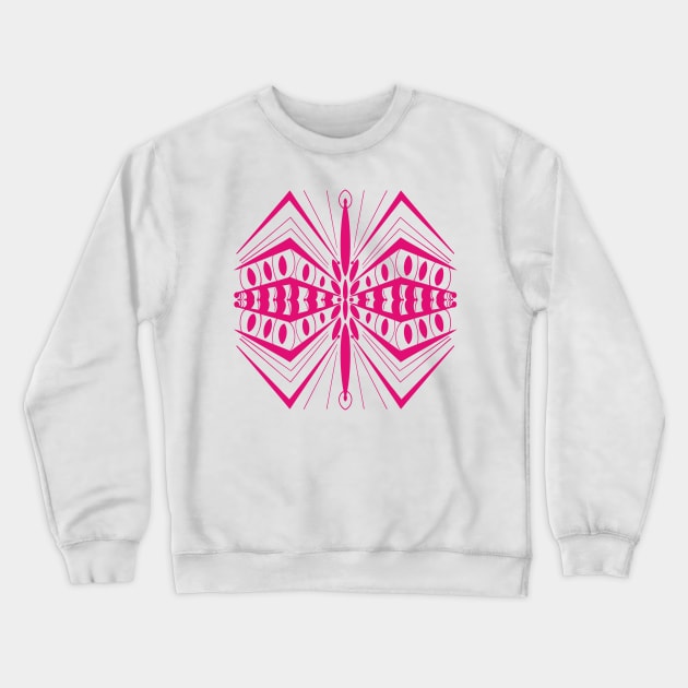 Pink Symmetrical pattern, spider shape Crewneck Sweatshirt by Subspace Balloon